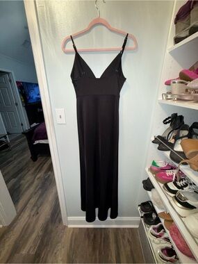 Amazon Black Maxi Slip Dress with Spaghetti Straps